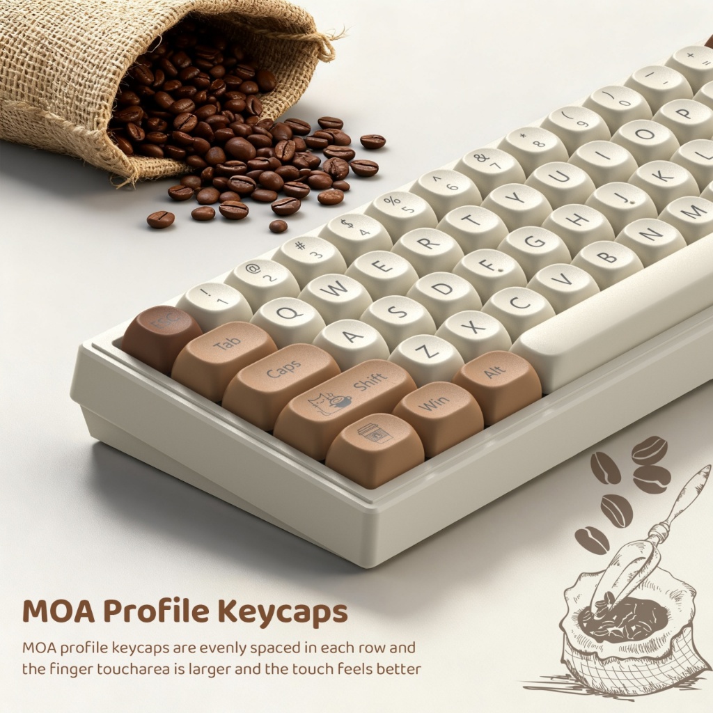 Womier 134 Phím Nhuộm-Sublimation Cà Phê Mèo PBT Tùy Chỉnh MOA Hồ Sơ Keycaps Bộ Cho MX Switch Bàn Phím Chơi Game Cơ Khí | BigBuy360 - bigbuy360.vn