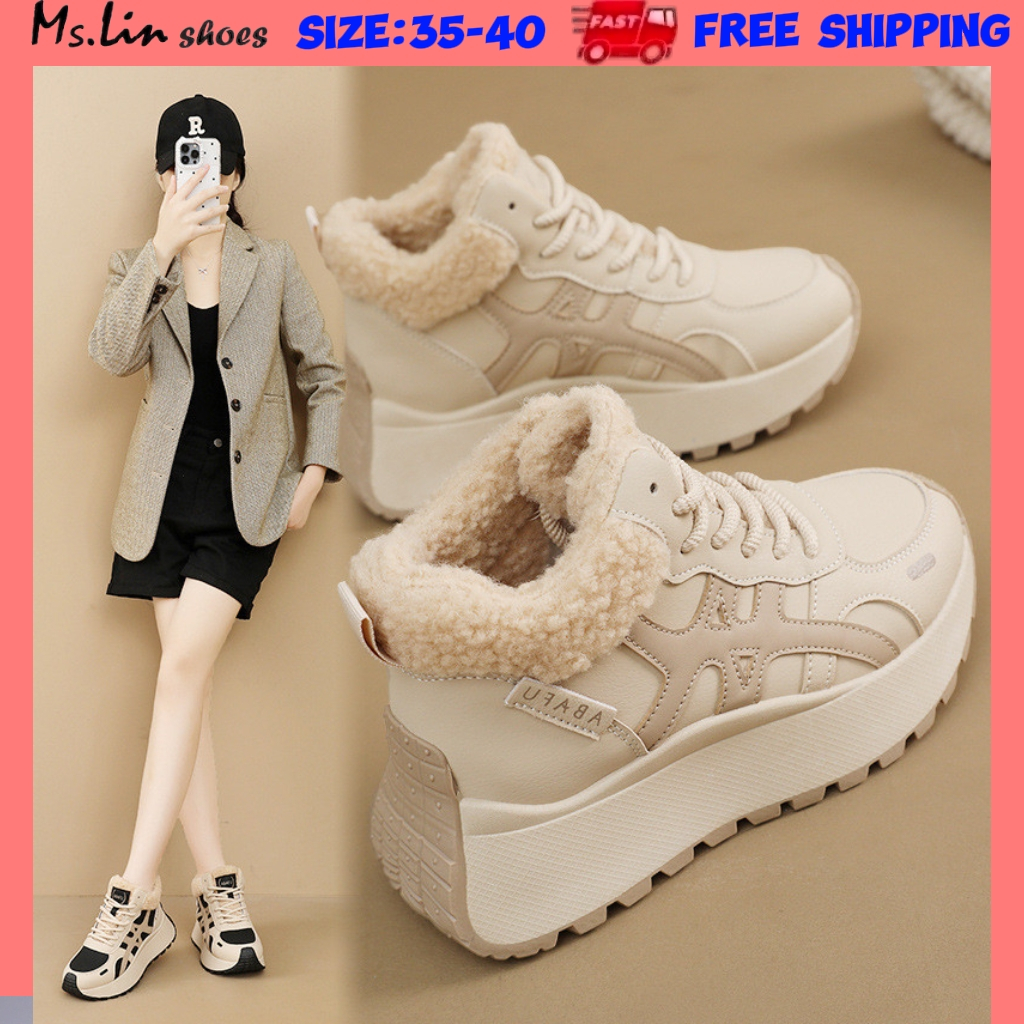 [Ms.LIN] Giày thể thao cổ cao chống trượt ấm áp mùa đông, giày thể thao nữ, nữ