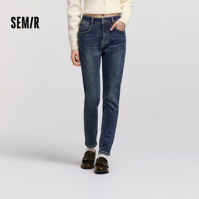 Semir Denim Tự Nhiên Nữ Mùa Đông Slim Fit Lông Cừu Lót Skinny Jeans Giảm Béo Thoải Mái Thường Ngày Hợp Thời Trang Quần Dài