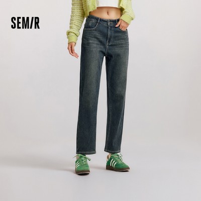 Semir Denim Tự Nhiên Nữ Mùa Đông Lông Cừu Lót Rời Quần Jean Dài Vintage Thời Trang Đơn Giản Hợp Thời Trang Cơ Bản Chân Rộng