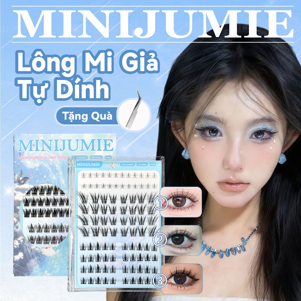 Minijumie® Lông mi giả (Hộp lớn 10 hàng), Mi giả tự nhiên, mi tai thỏ, mi anime, Mi giả tách sợi kèm