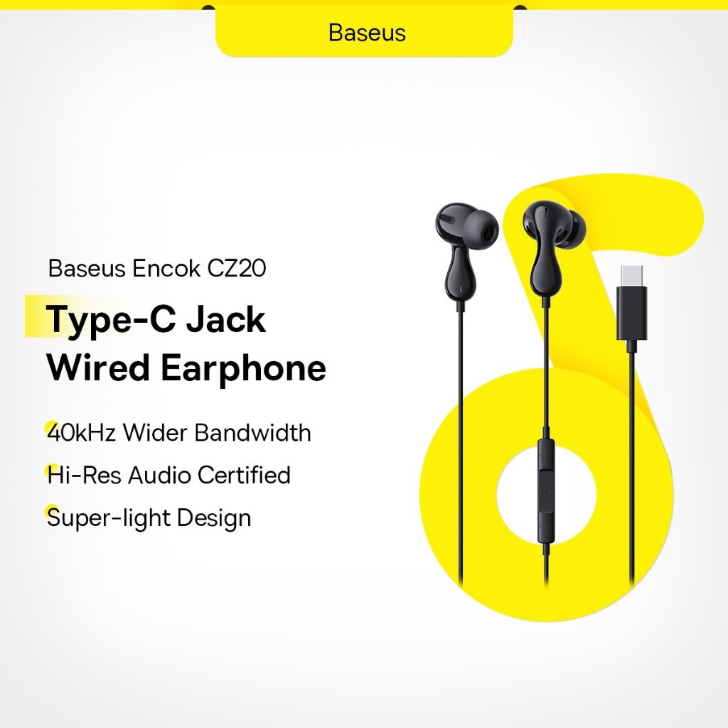 Tai nghe có dây trong tai Baseus Encok CZ20 Jack Hi-Res Type-C có Mic Tai nghe có dây 3RT