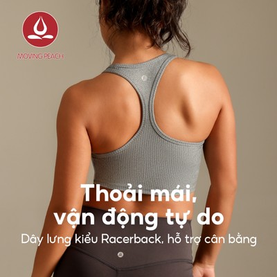 Moving Peach Áo Tank Nữ Thể Thao, Cổ U, Áo Yoga, Thoáng Khí, Có Mút Cố Định, Pilates, Thể Dục, Nhảy, Mặc Hàng Ngày CVL