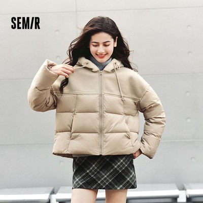 Semir Áo Khoác Cotton Retro Mùa Đông 2025, Lông Cừu Lót và Có Mũ Trùm Đầu