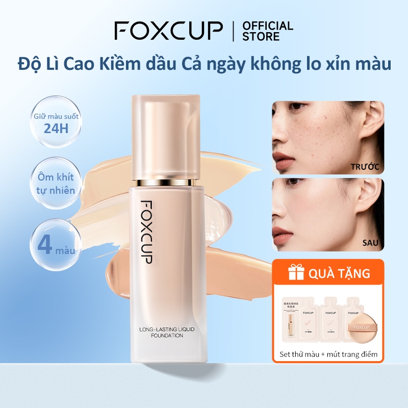 [Quà tặng miễn phí] Kem nền FOXCUP Kiểm soát dầu dưỡng ẩm lâu trôi không chứa cúc 30ml