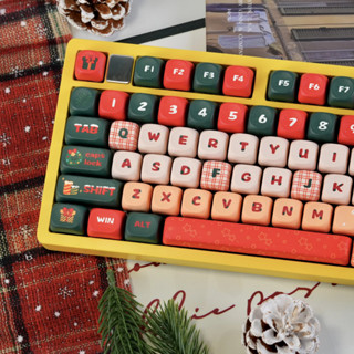  2025 MỚI! PBT MOA Cherry Keycap Đêm Giáng Sinh Carnival Chủ Đề Giáng Sinh Tròn Dễ Thương Keycap Tùy Chỉnh Bàn Phím Cơ f75 S75Pro MAD60 