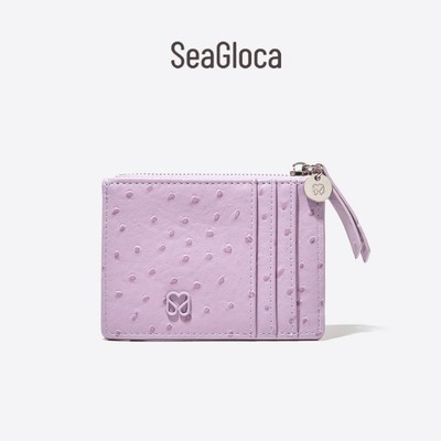 SeaGloca Họa Tiết Thẻ Lilac Thiết Kế Cao Cấp Lilac Ostrich-Texture Túi Đựng Thẻ Nữ 35