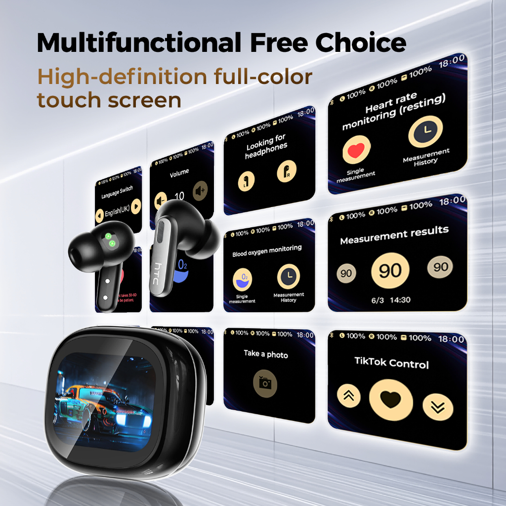 HTC NE46 Tai nghe phiên dịch AI Máy đo nhịp tim Bluetooth 6.0 Bluetooth không dây Màn hình cảm ứng LED Chống ồn thụ động ENC Cảm biến oxy trong máu AMSR Chống nước HIFI | BigBuy360 - bigbuy360.vn