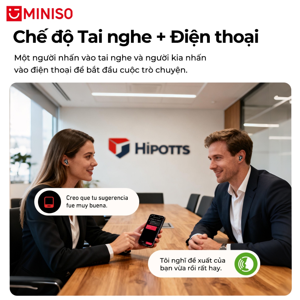 Tai nghe Bluetooth Dịch MINISO MS105 AI dịch Tai nghe Bluetooth 6.0 Tai Nghe bluetooth Thể Thao Có mic Chống Nước Âm Độ trễ thấp Bản dịch hai chiều Biên bản cuộc họp Du lịch xã hội Tai nghe thiết yếu để dịch | BigBuy360 - bigbuy360.vn