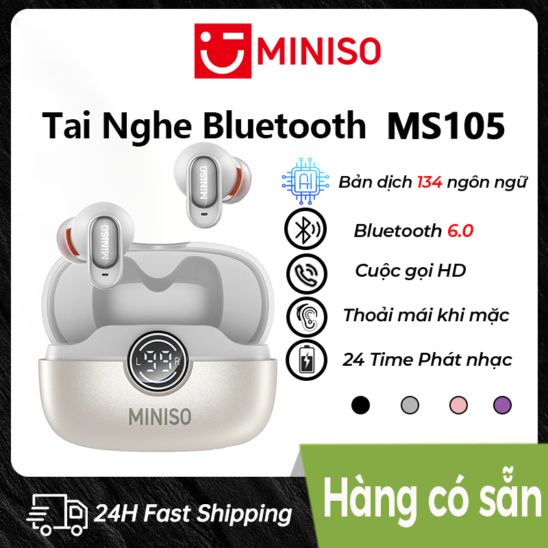 Tai nghe Bluetooth Dịch MINISO MS105 AI dịch Tai nghe Bluetooth 6.0 Tai Nghe bluetooth Thể Thao Có mic Chống Nước Âm Độ trễ thấp Bản dịch hai chiều Biên bản cuộc họp Du lịch xã hội Tai nghe thiết yếu để dịch | BigBuy360 - bigbuy360.vn