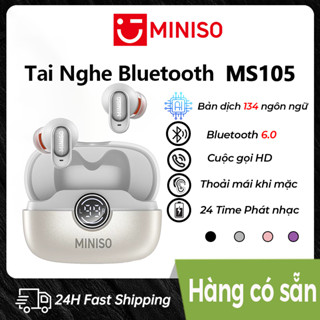 Tai nghe Bluetooth Dịch MINISO MS105 AI dịch Tai nghe Bluetooth 6.0 Tai Nghe bluetooth Thể Thao Có mic Chống Nước Âm Độ trễ thấp Bản dịch hai chiều Biên bản cuộc họp Du lịch xã hội Tai nghe thiết yếu để dịch