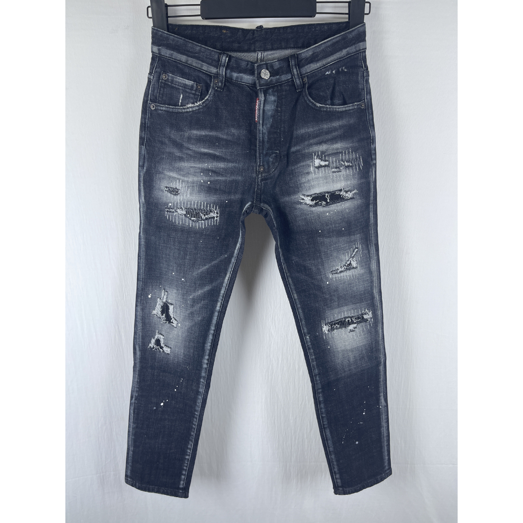 Quần Jean Nam DSQUARED2 Màu Đen Rửa, Thích Hợp Mặc Hàng Ngày