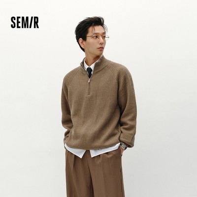 Semir Áo Len Nam Mùa Đông Len Pha Trộn, Phong Cách Sang Trọng, Zipper Nửa