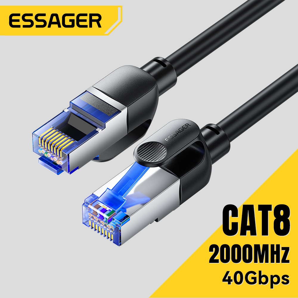 Essager 15M Cáp Ethernet CAT8 40Gbps 2000 MHz Internet Lan Dây Cho Laptop Router