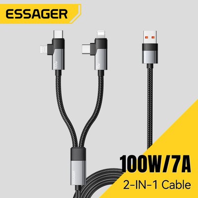 Cáp sạc nhanh Essager 2 IN 1 Cáp dữ liệu đa chức năng PD 100W cho iP Android