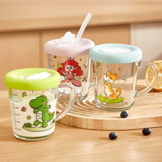 Disney straw cup cốc sữa trẻ em có quy mô thủy tinh chịu nhiệt độ cao cốc tốt nghiệp cho trẻ em cốc sữa có ống hút cốc nước có tay cầm cốc uống nước cho bé cốc nước trái cây