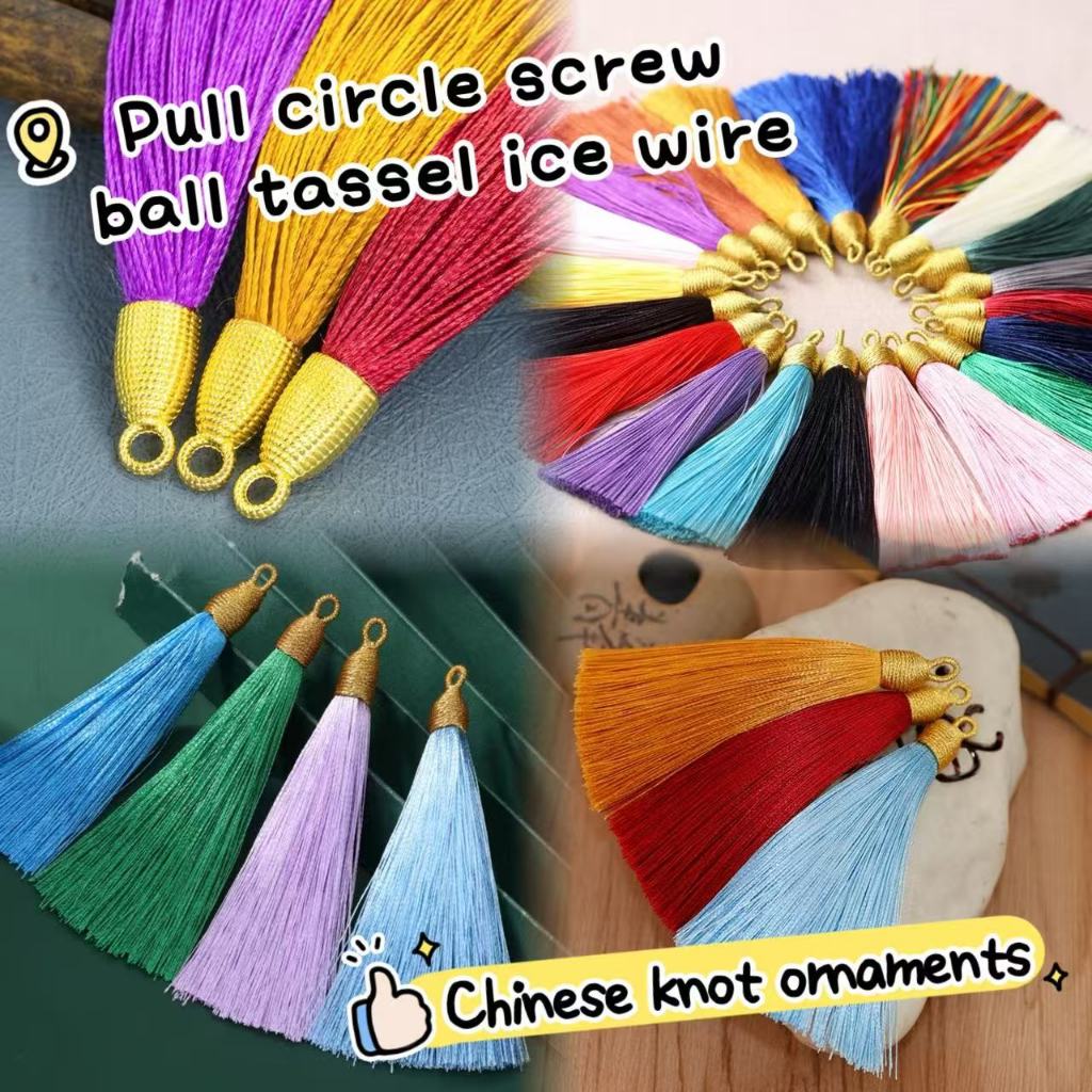 Tua Rua vàng ren mũ tua rua kéo vòng vít bóng tua rua băng lụa Trung Quốc thắt nút mặt dây chuyền th