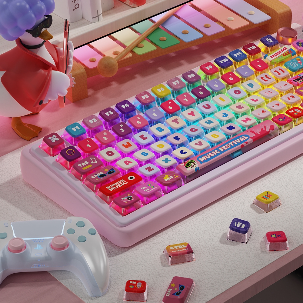 [GP] 61-108-Key PBT Keycap Bốn Mặt Trong Suốt ASA Chiều Cao Keycap Thăng Hoa Nắp Bàn Phím