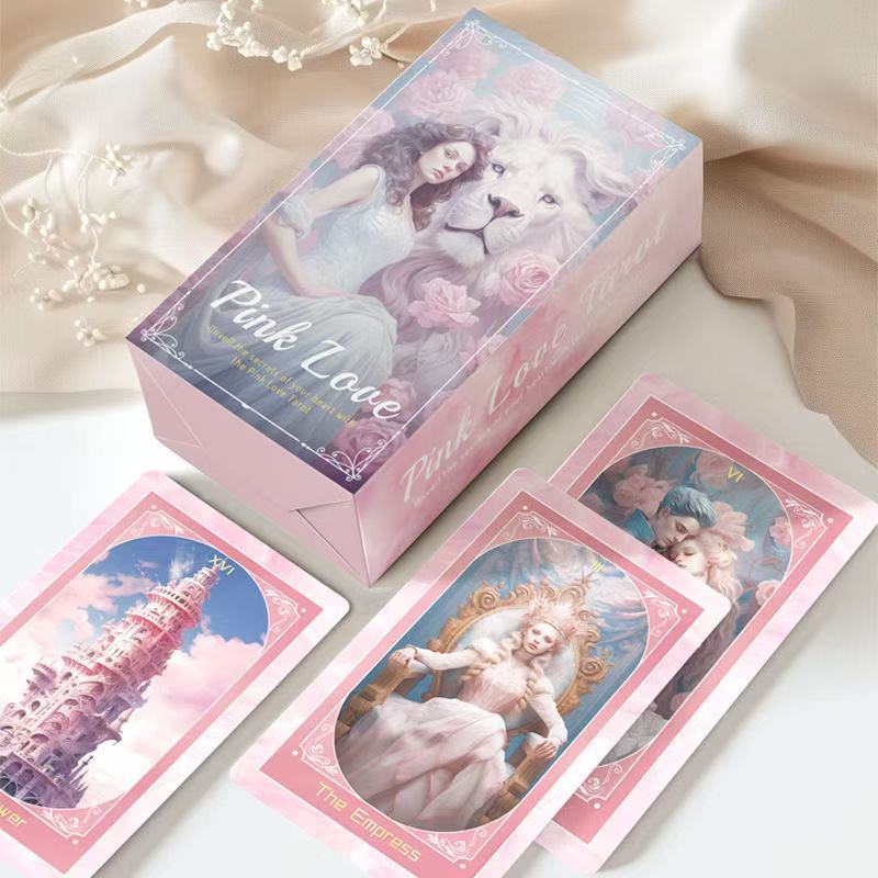 Hàng sẵn có [Người mới được khuyên dùng] Chính hãng 12 * 7cm Pink Love Tarot English Board Game Card