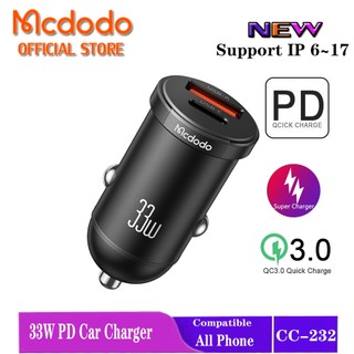 Bộ sạc xe hơi Mcdodo 33WPD Giao diện USB + loại C Tương thích với IP 17Pro Max 16 15 14 13 12 11 Xs