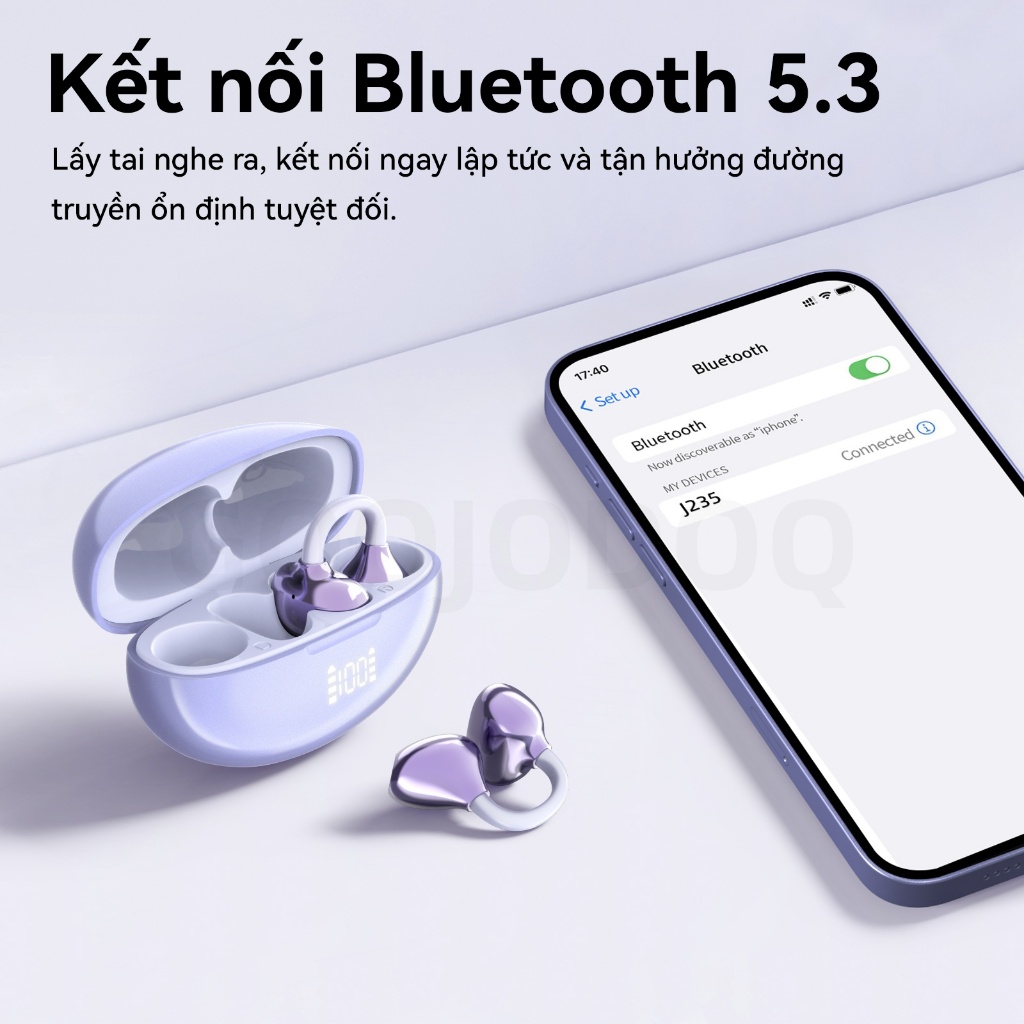 GOOJODOQ Tai nghe không dây kẹp Bluetooth 5.3 Kết nối ổn định Cảm ứng thông minh và Trợ lý AI Móc có thể điều chỉnh | BigBuy360 - bigbuy360.vn