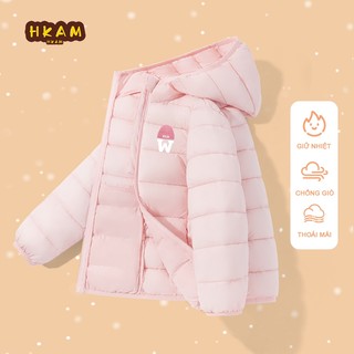  HKAM Áo Phao Cho Bé Gái ,Quần Áo khoác Trẻ Em Mùa Đông Ấm Áp Có Hood Unisex 