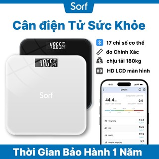  Sorf Cân điện Tử Sức Khỏe 180kg Được Trang Bị Màn Hình LCD Bluetooth APP Thể Phân Tích Chỉ Số Cơ 