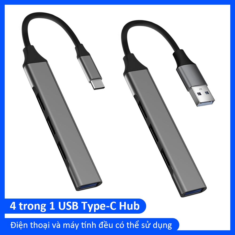 Bộ Hub Chia 4 Cổng USB 3.0 Type C Mở rộng Bộ chuyển đổi USB Hub USB 4 cổng…