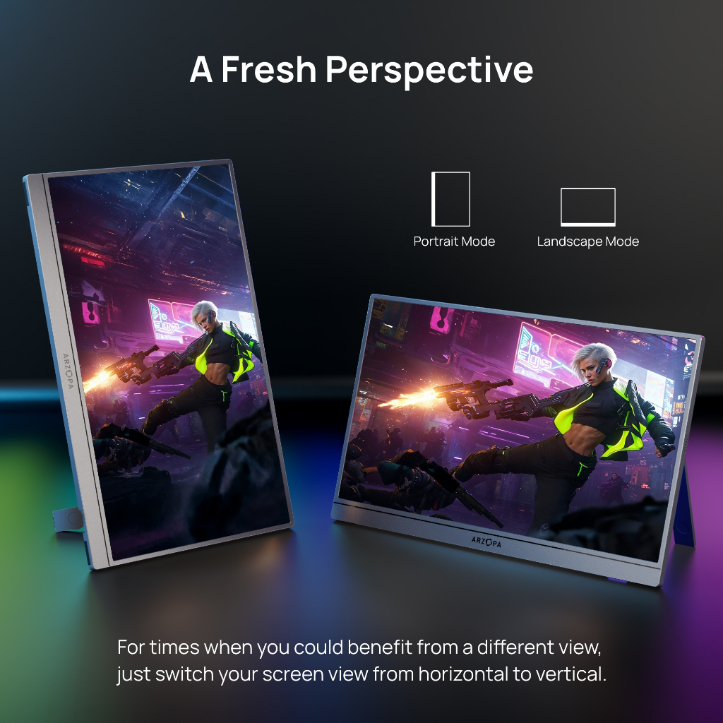 Màn hình di động ARZOPA 16.1 '' 180Hz-Z3FC Xám, Màn hình di động chân đế 2,5K 107% sRGB với HDR, Siêu mỏng, Chăm sóc mắt, Màn hình thứ hai bên ngoài cho máy tính xách tay, PC, PS5, Mac, Xbox | BigBuy360 - bigbuy360.vn