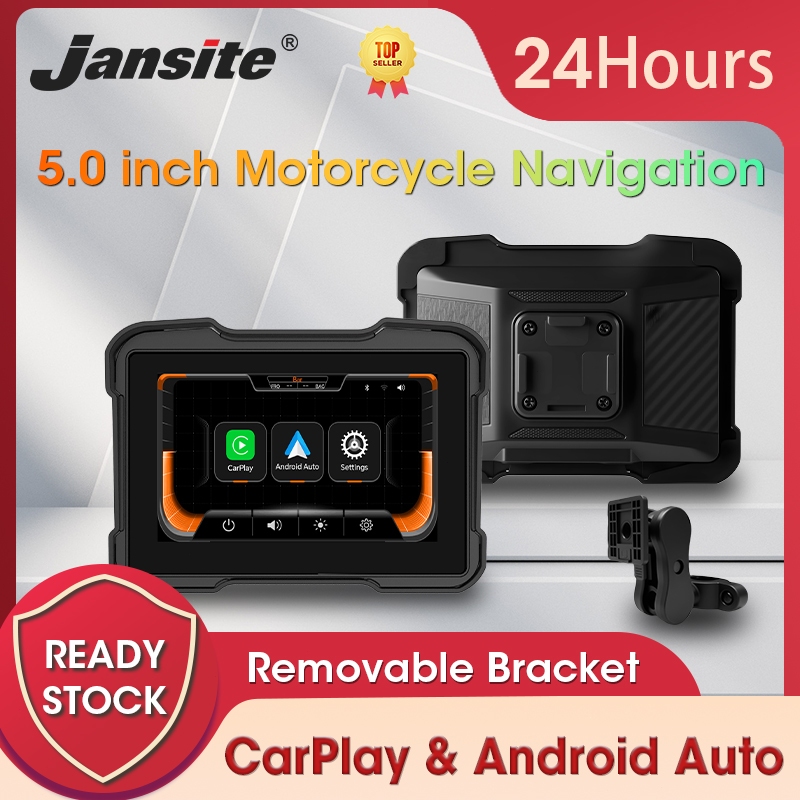 Jansite 5 inch Xe máy Navigator IPX7 chống nước TPMS Bluetooth hỗ trợ CarPlay và Android Auto