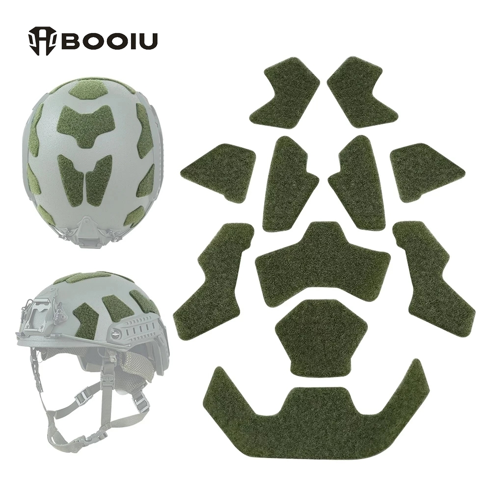 BOOIU 11 Cái / bộ Mũ Bảo Hiểm NHANH Nhãn Dán Ma Thuật Airsoft Mũ Bảo Hiểm Miếng Dán Móc Và Vòng Dính