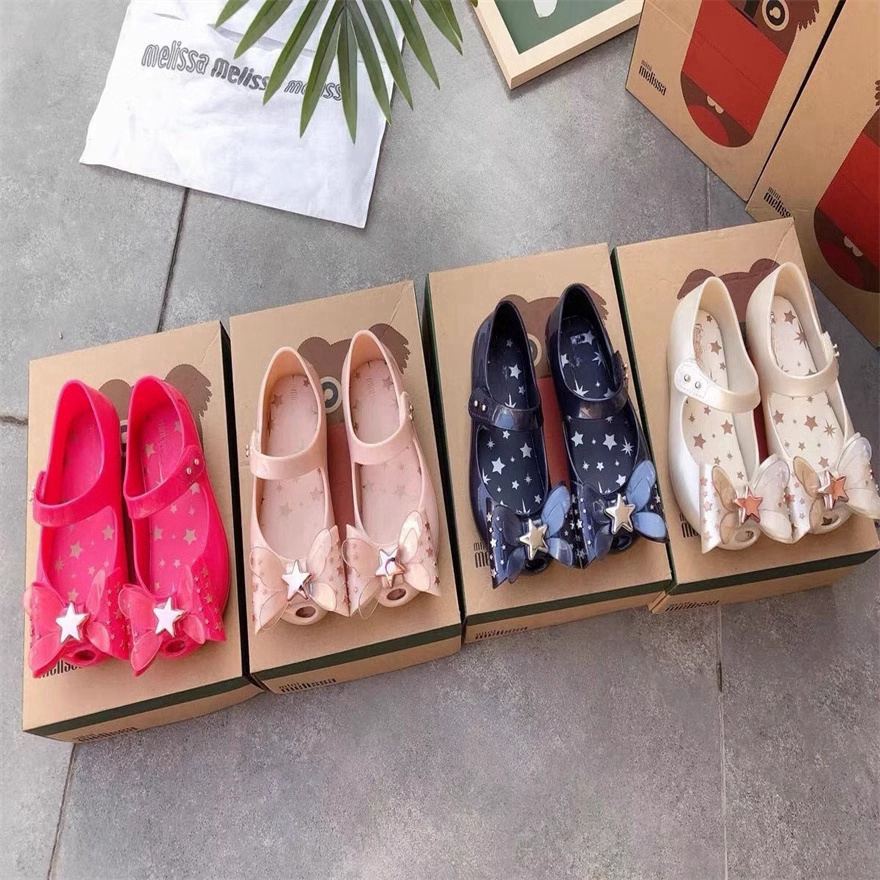 Giày Trẻ Em Melissa Giày Thạch Trẻ Em Nơ Giữa Lớn Trẻ Em Giày Công Chúa Đế Mềm