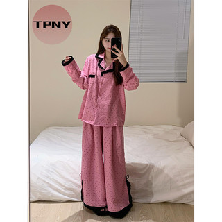 Bộ Đồ Ngủ Nữ Thu Đông 2025 Phong Cách Polka Dot và Ren