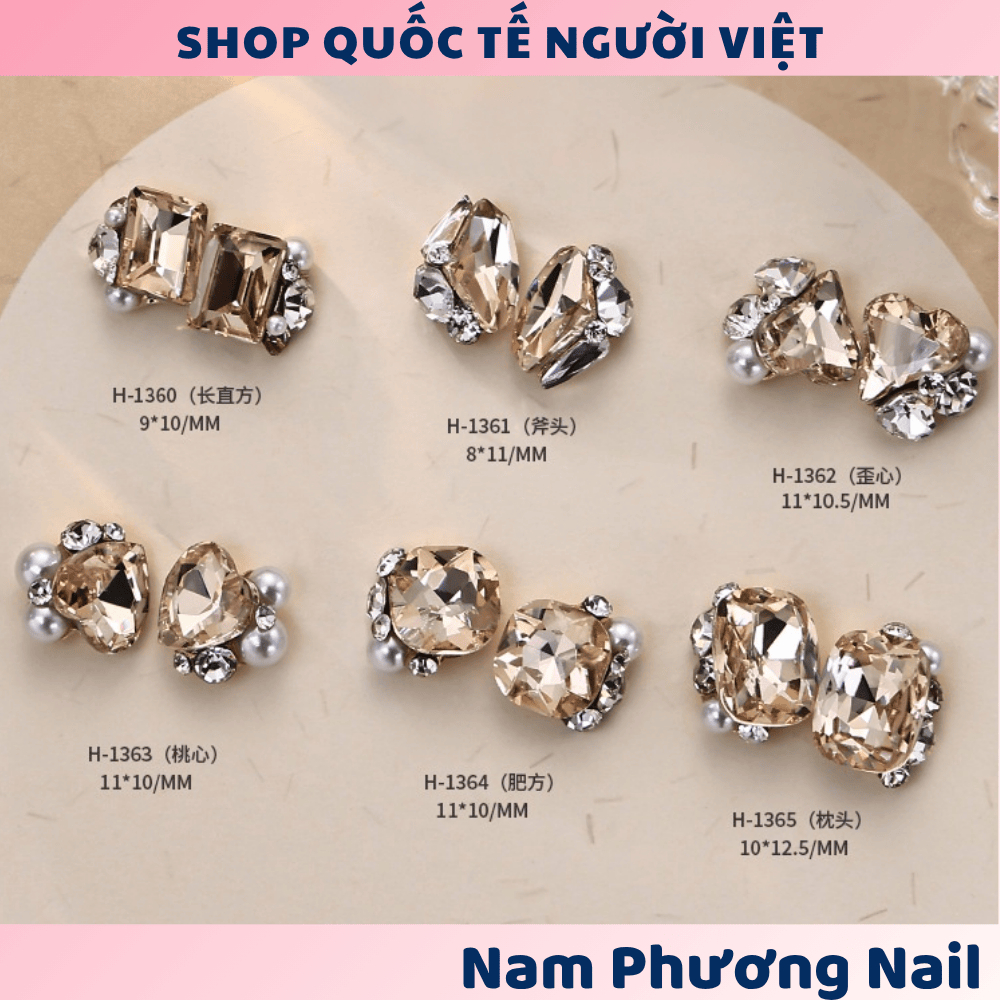  HÀNG LOẠI ĐẸP Túi 5 viên đá khối đá xếp đính kèm viên bé màu trà 🌸 Nam Phương Nail 🌸 