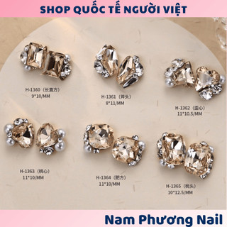  HÀNG LOẠI ĐẸP Túi 5 viên đá khối đá xếp đính kèm viên bé màu trà 🌸 Nam Phương Nail 🌸 