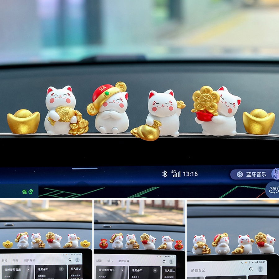 4 Cái / bộ Mèo May Mắn Nội Thất Ô Tô
