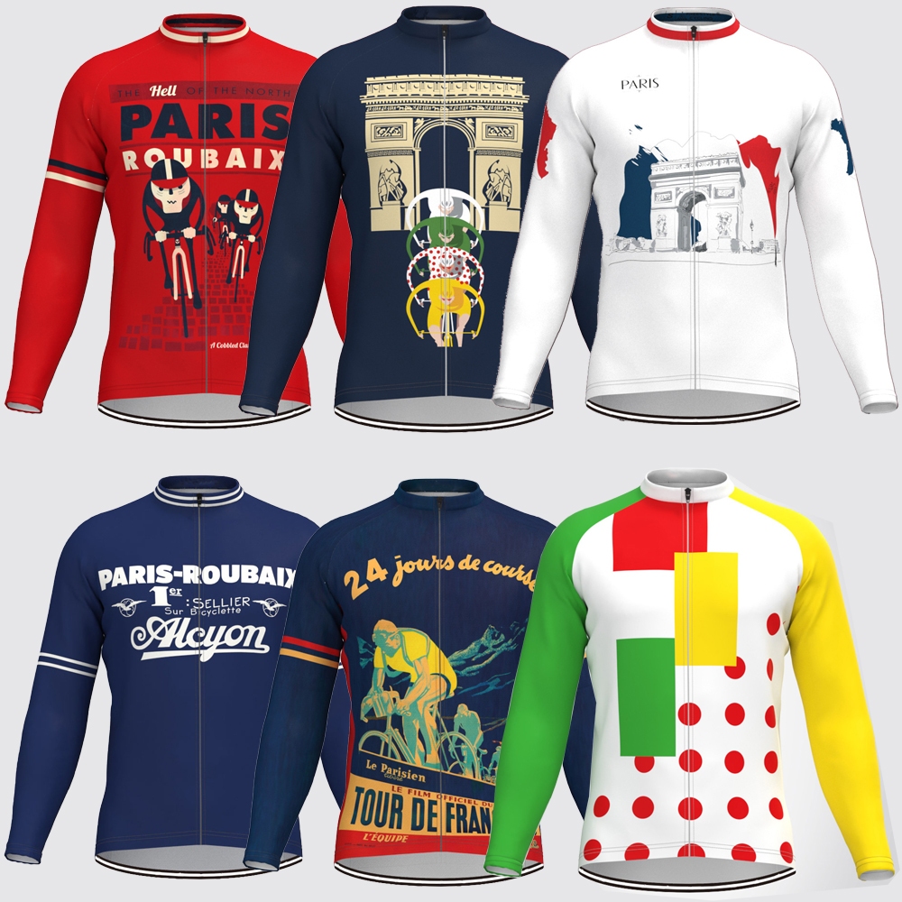 Tour de France Jersey nam tay dài, phù hợp leo núi và đường bộ