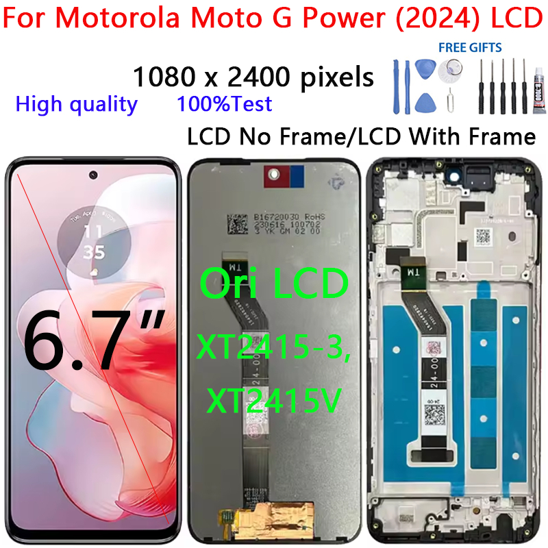 Dành cho Motorola Moto G Power (2024) XT2415-3, XT2415V Màn hình LCD Bộ số hóa màn hình cảm ứng Bộ phận thay thế