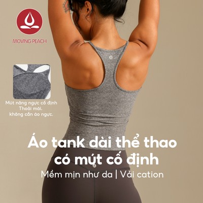 MOVING PEACH Nữ Thể Thao Tank Top Thoải Mái Cổ Vuông Racerback Yoga Top Cố Định Áo Ngực Ly Pilates Thể Dục Khiêu Vũ Mặc Hàng Ngày CVI