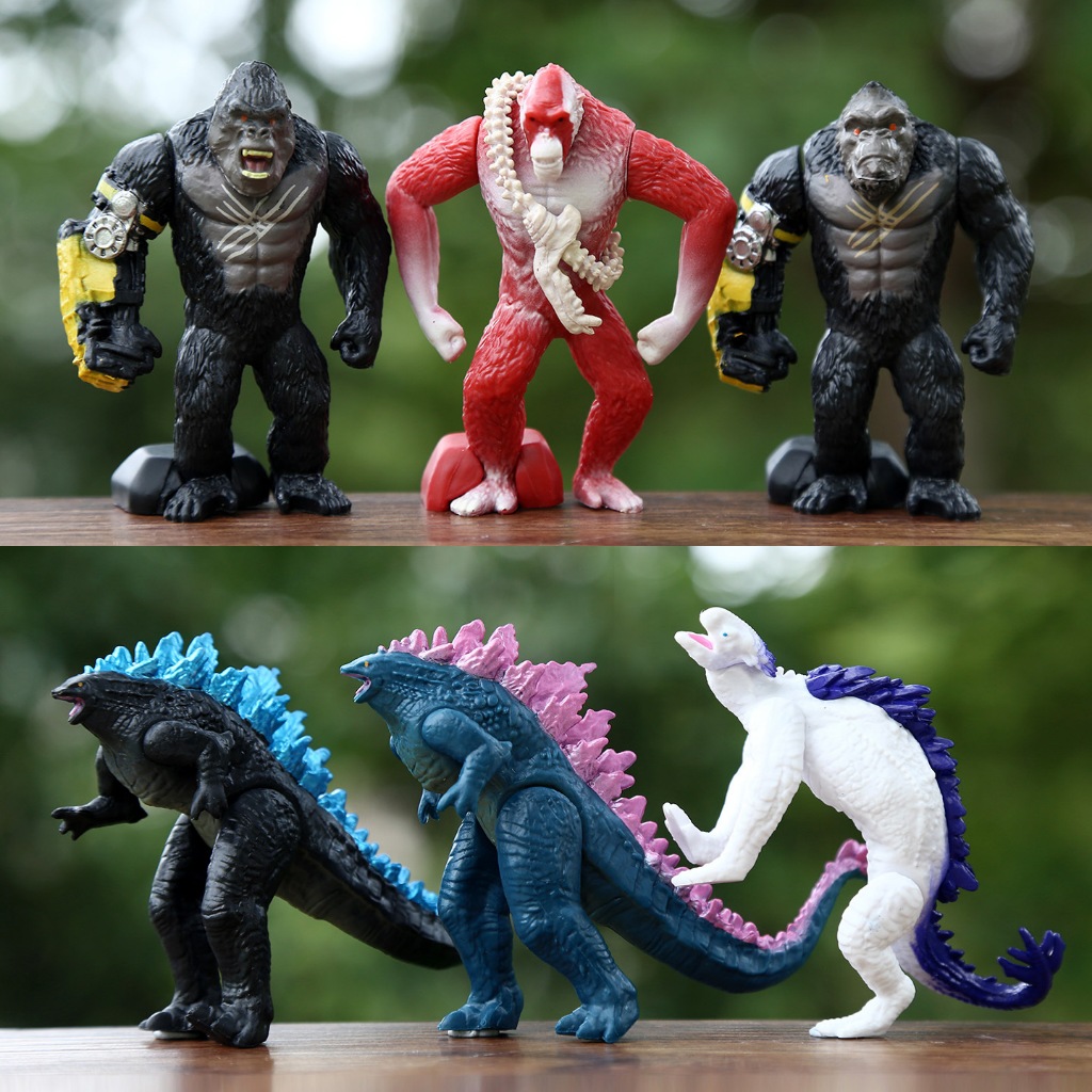 6 Cái / bộ 7-8cm Godzilla x Kong: Đế Chế Mới Godzilla King Kong Titan Ape Skar King Shimo Q Phiên Bả