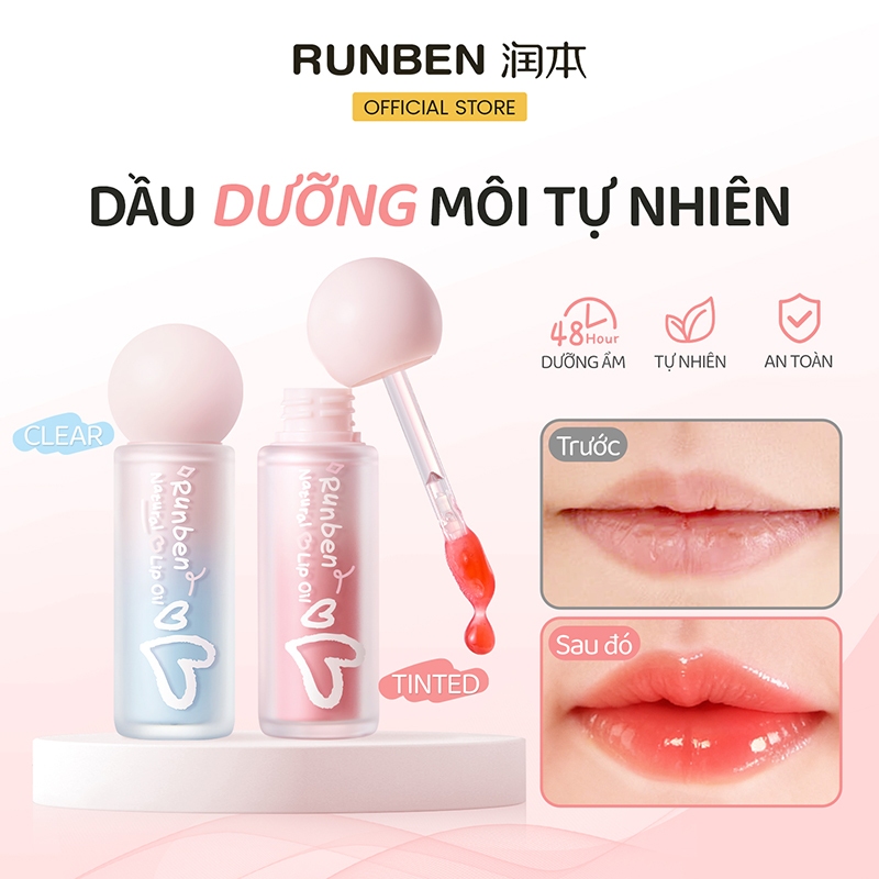 RUNBEN Dầu Dưỡng Môi Tự Nhiên Cho Bé Chiết Xuất Thực Vật Dưỡng ẩm Lâu Dài 48 Giờ an Toàn Và Không độc Hại