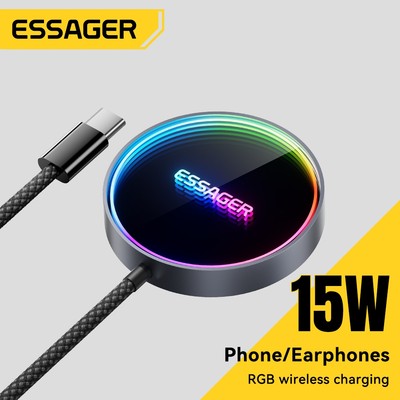 Essager 15W Max Mganetic Wireless Sạc nhanh RGB Dynamic Light cho ip 12-17 Android