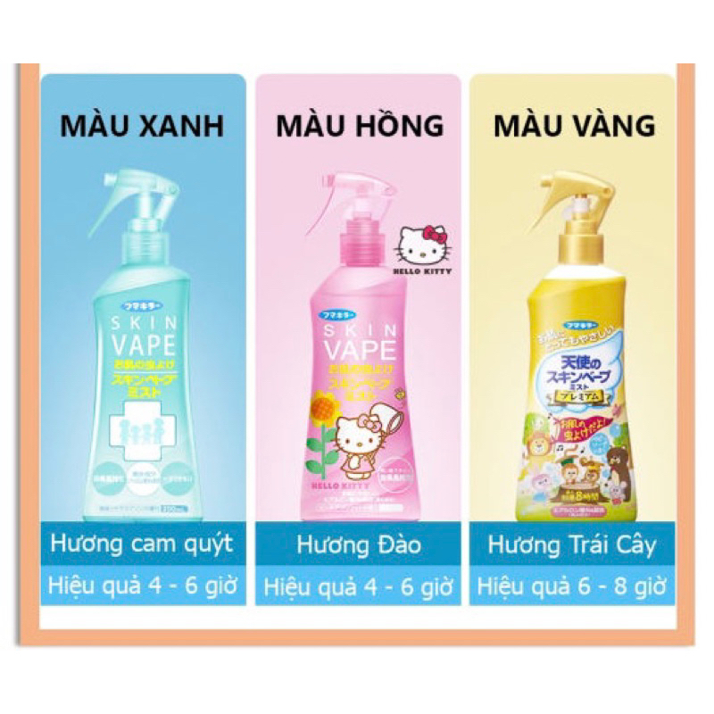 Xịt chống muỗi & côn trùng Vape da Nhật Bản 200ml Bảo vệ 8 giờ cho trẻ sơ sinh & người lớn