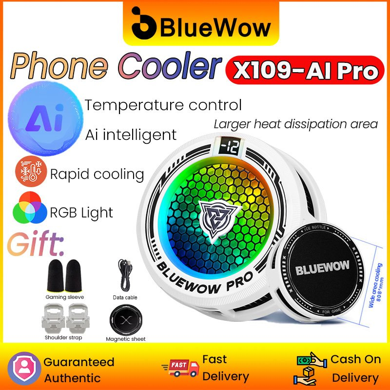   Nâng cấp mới 2025  Bộ tản nhiệt điện thoại BlueWow 15W X109 Pro   X110 AI cho điện thoại di động Quạt Phablet Bán dẫn Máy làm mát điện thoại di động Máy làm mát chơi game Điện thoại di động 
