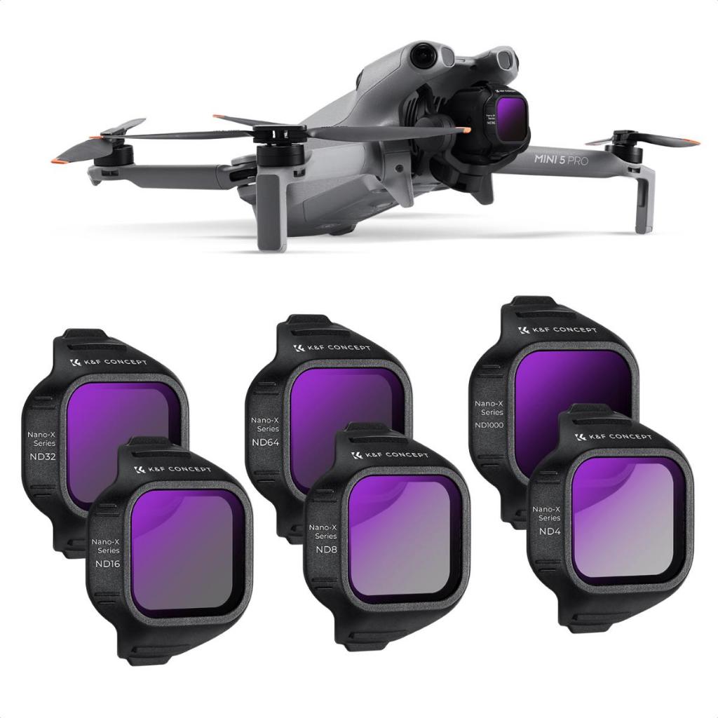 Bộ lọc K & F CONCEPT ND Tương thích với DJI Mini 5 Pro, 6 gói ND4 ND8 ND16 ND32 ND64 ND1000..