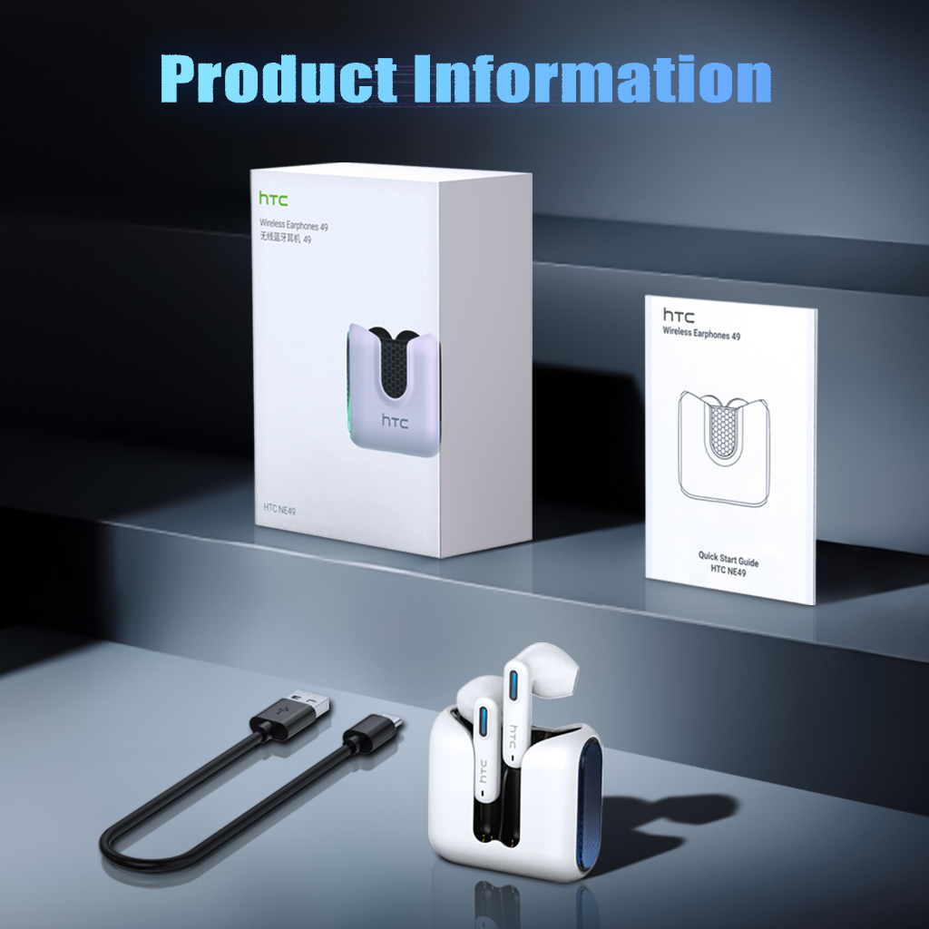 Bảo hành một năm, Tai nghe Bluetooth chơi game HTC NE49 AI phiên dịch thời gian thực TWS, Bluetooth 6.0 độ trễ thấp, chất lượng âm thanh HiFi, tai nghe không dây chống nước IPX5 | BigBuy360 - bigbuy360.vn