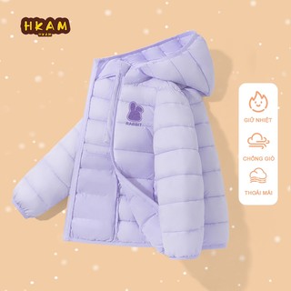  HKAM Áo Phao cho bé gái Áo khoác ấm áp mùa đông cho trẻ em có mũ trùm đầu Unisex in hình thỏ 