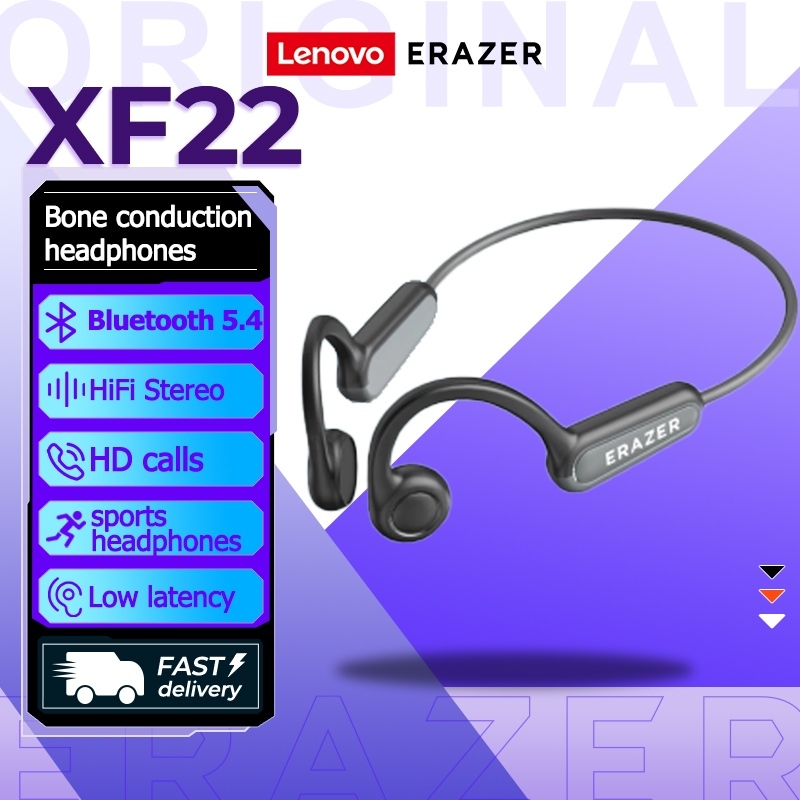 Lenovo ERAZER XF22 Tai nghe không dây dẫn truyền qua xương, tai nghe thể thao, Bluetooth 5.4i, chống nước PX5, màn hình cảm ứng, tai nghe âm thanh nổi HiFi, thời lượng pin dài, tai nghe Bluetooth không dây | BigBuy360 - bigbuy360.vn