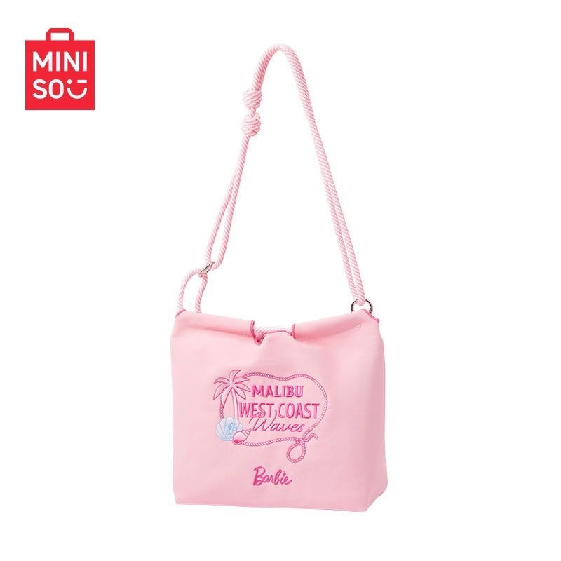 MINISO MINISO Premium Barbie Ocean Series Túi Tote vải sọc tươi Quà tặng học sinh đơn giản dễ thương