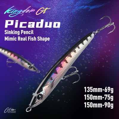 Bút chì câu cá biển Vương quốc PICADUO 135mm / 150mm 49g / 69g / 75g / 90g Mồi chìm Mồi câu cá Mồi câu cá Wobblers cho GT Cá ngừ Cá thu Swordfish Biển Bass